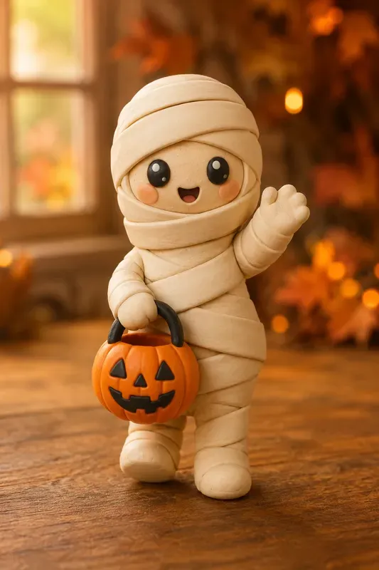 Handmade Halloween Mummy Figurines