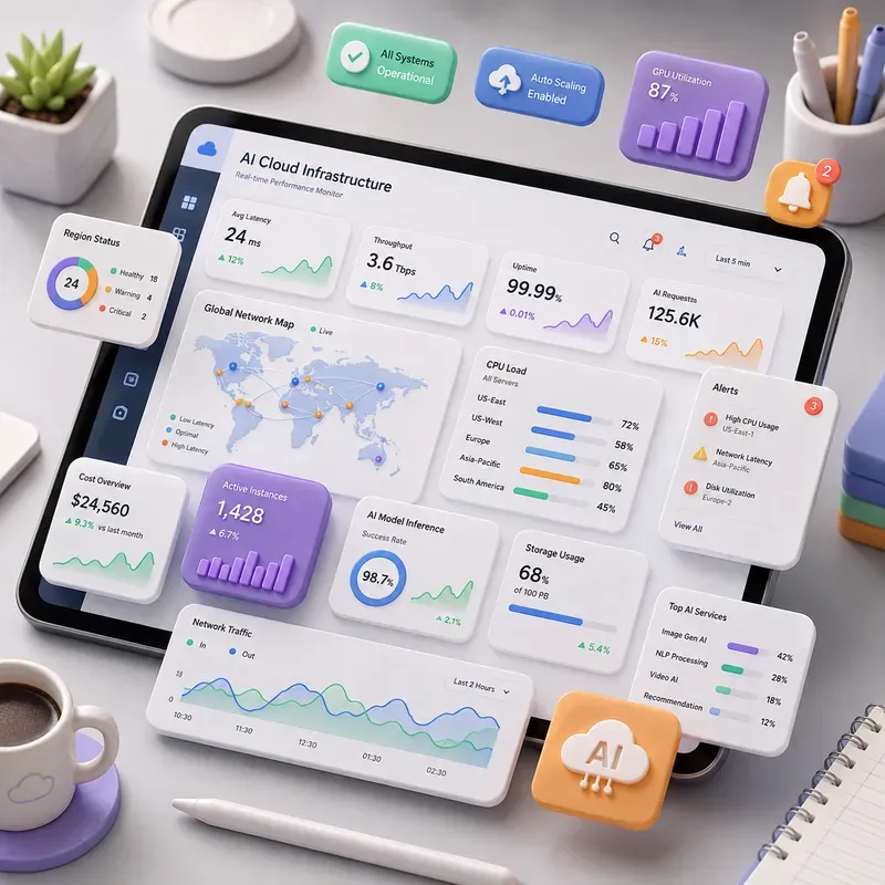 3D Floating UI Dashboard Art
