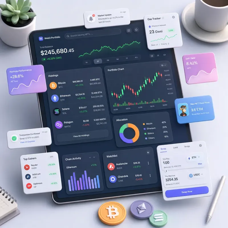 3D Floating UI Dashboard Art