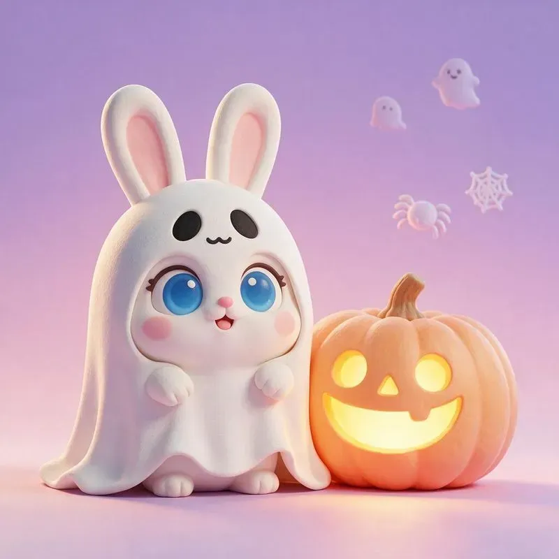 3D Cute Halloween Chibi Animals