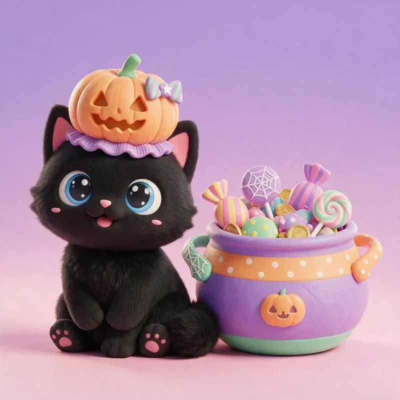 3D Cute Halloween Chibi Animals