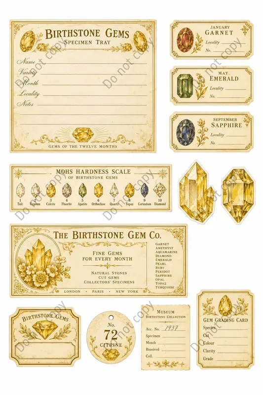 Crystal Mineral Cabinet Ephemera