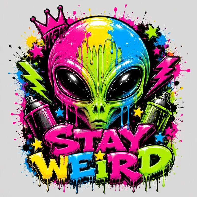 Neon Dripping Graffiti Tee Designs
