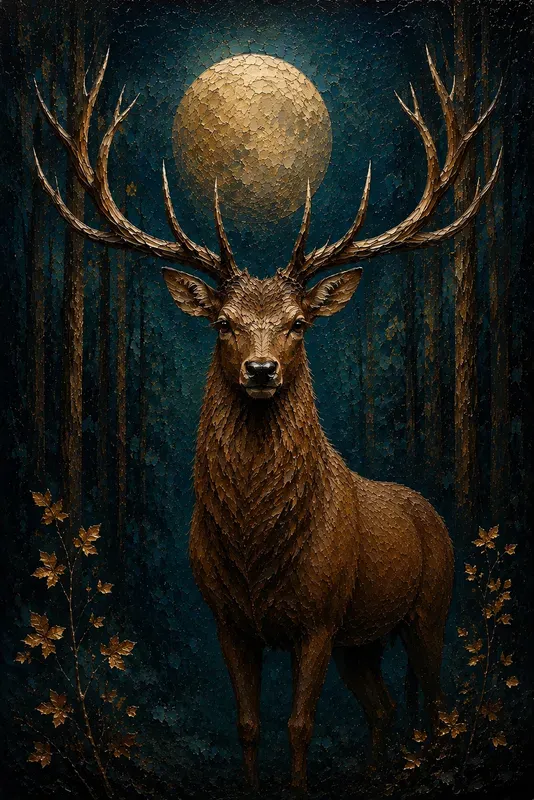 Luxury Golden Impasto Wildlife Art