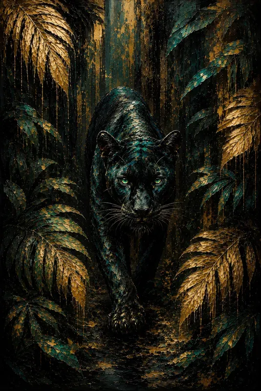 Luxury Golden Impasto Wildlife Art