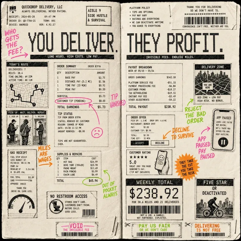 Fluorescent Receipt Zine Spreads