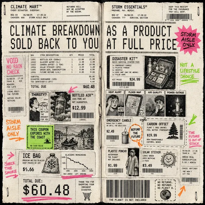 Fluorescent Receipt Zine Spreads