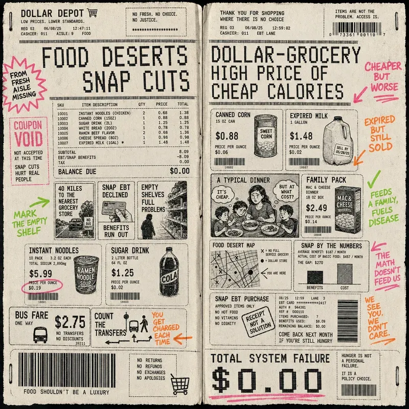 Fluorescent Receipt Zine Spreads