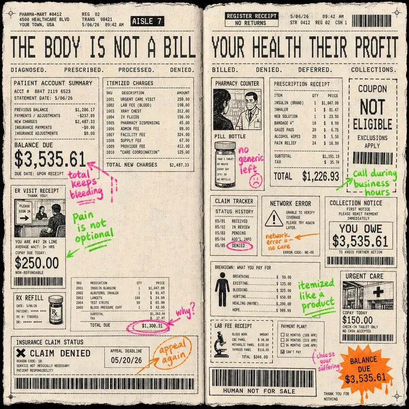 Fluorescent Receipt Zine Spreads