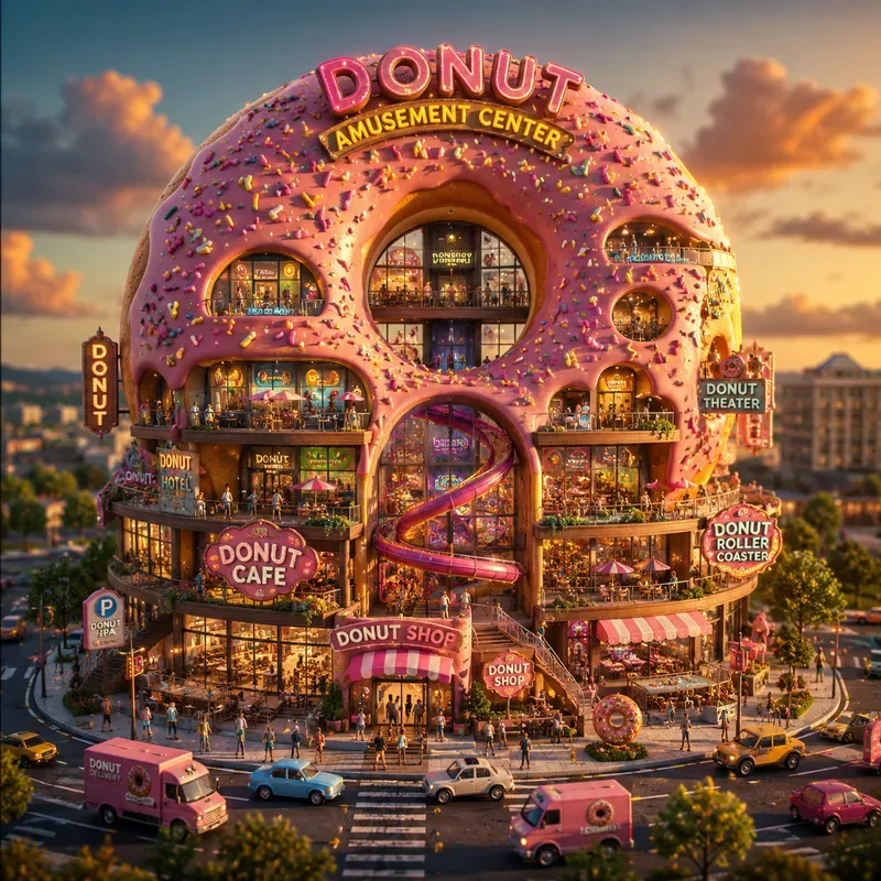Whimsical Donut Amusement Park Cities