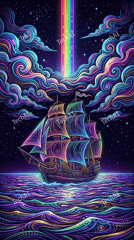 Neon Psychedelic Line Art