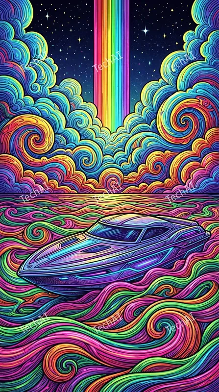 Neon Psychedelic Line Art