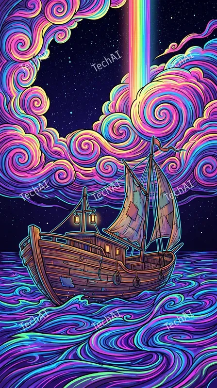 Neon Psychedelic Line Art
