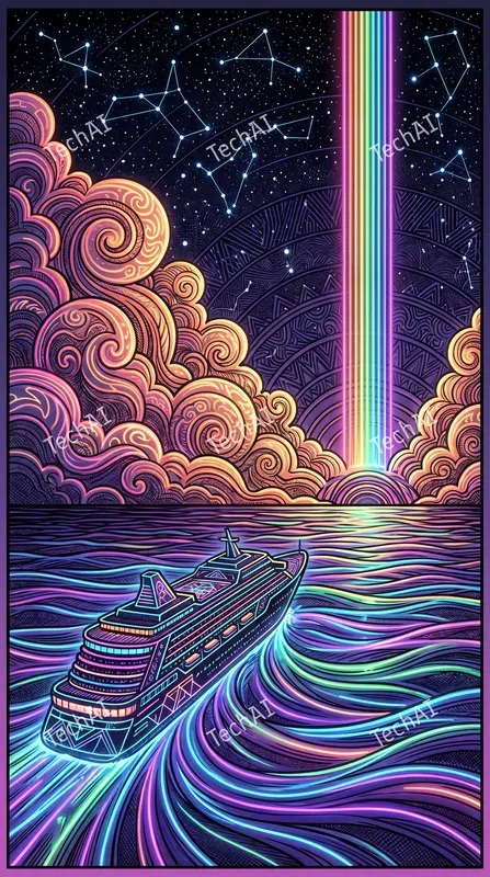 Neon Psychedelic Line Art