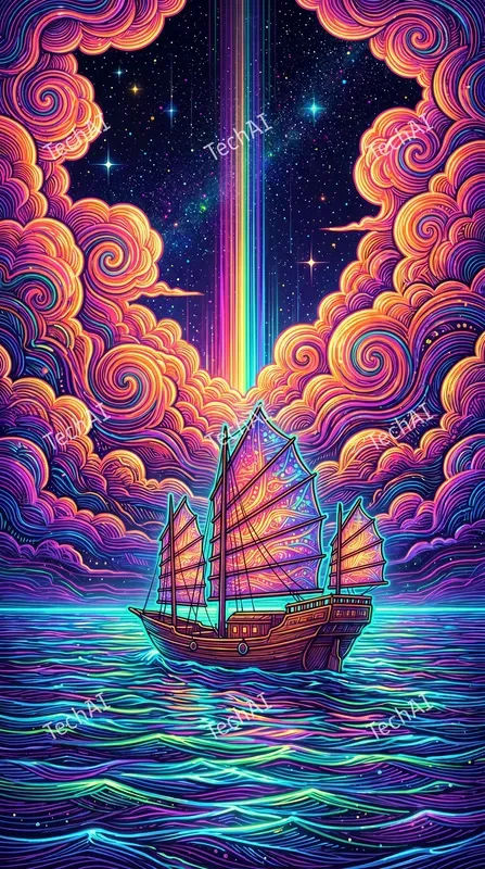 Neon Psychedelic Line Art