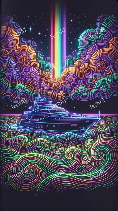 Neon Psychedelic Line Art