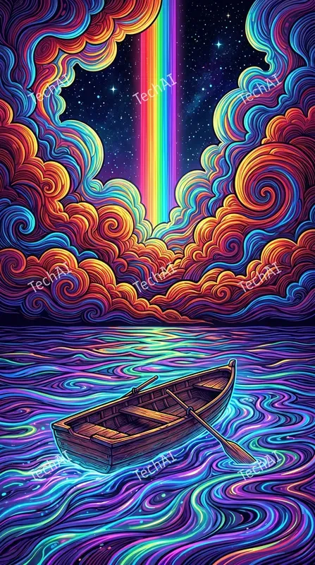 Neon Psychedelic Line Art
