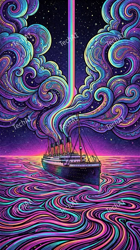 Neon Psychedelic Line Art