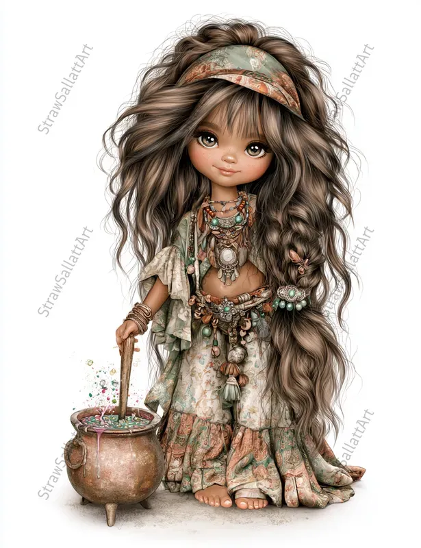 Cute Boho Halloween Girls Etsy Clipart