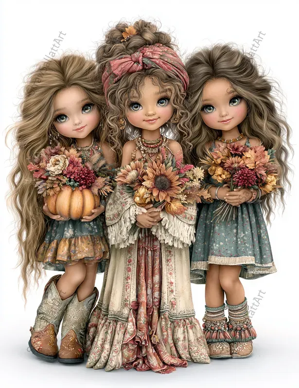 Cute Boho Halloween Girls Etsy Clipart