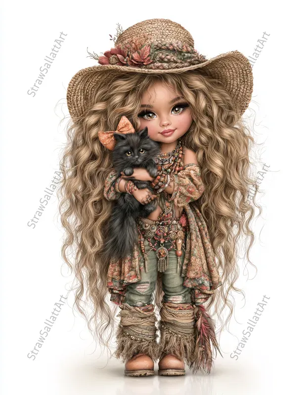 Cute Boho Halloween Girls Etsy Clipart