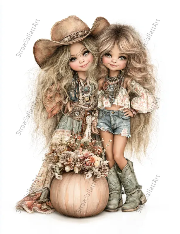 Cute Boho Halloween Girls Etsy Clipart