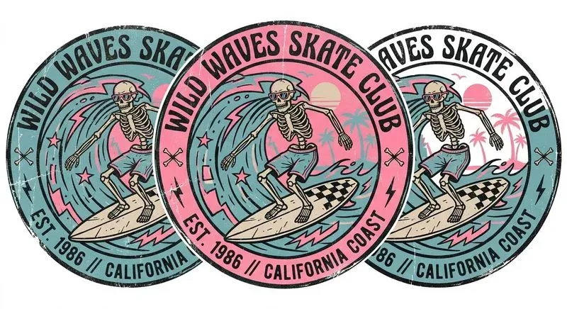 Retro Tshirt Sticker Badges