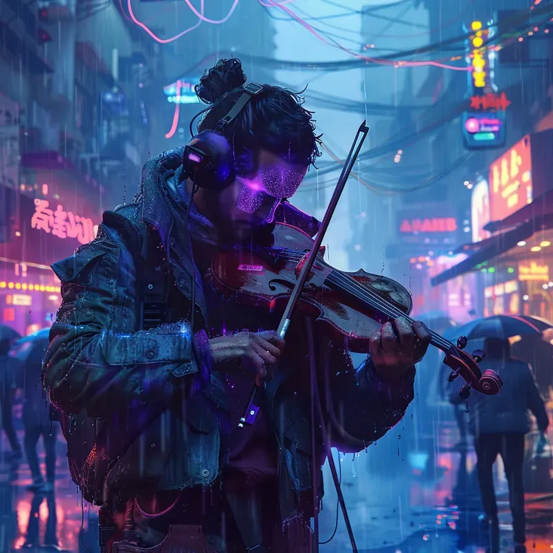 Neon Noir Cyberpunk Portrait Art