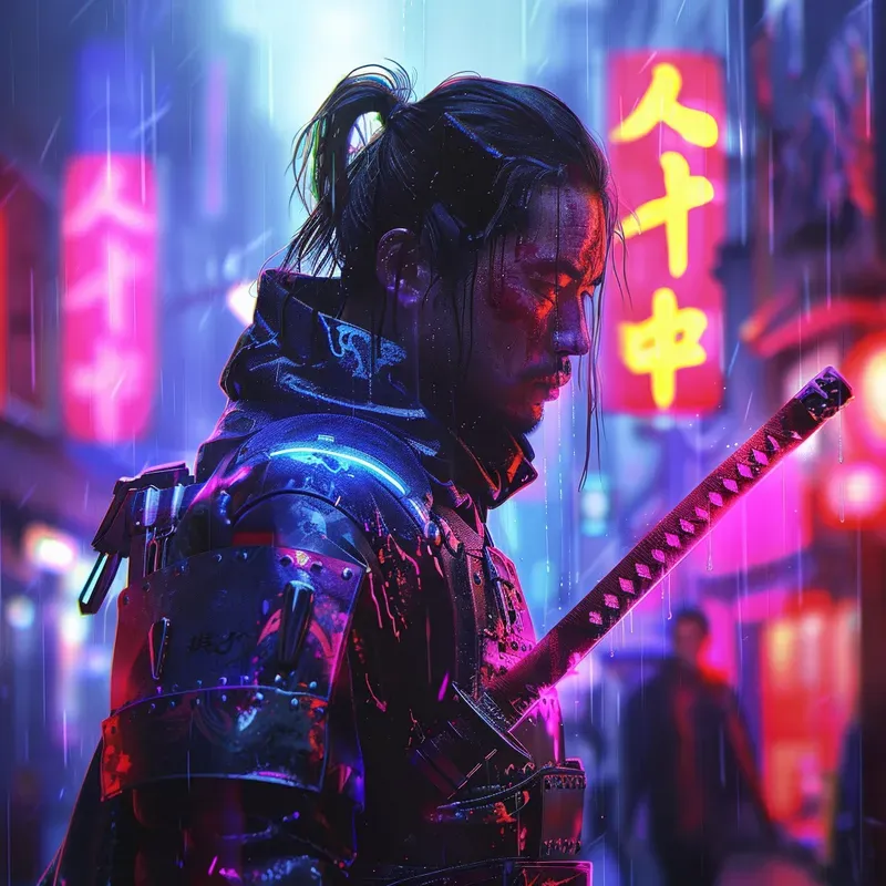 Neon Noir Cyberpunk Portrait Art