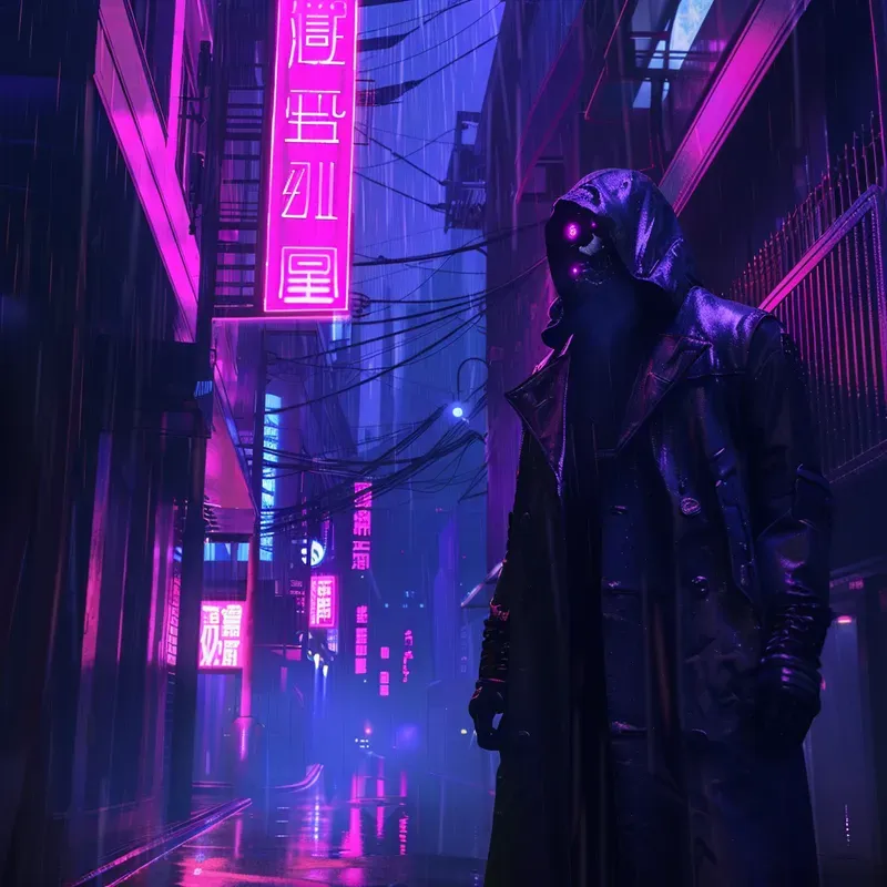Neon Noir Cyberpunk Portrait Art