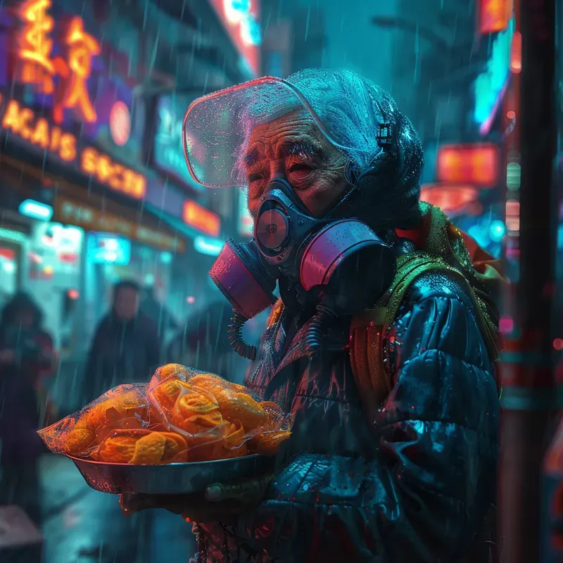 Neon Noir Cyberpunk Portrait Art