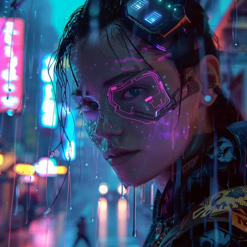 Neon Noir Cyberpunk Portrait Art