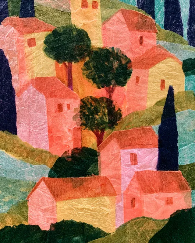 Layered Tissue Paper Collage Art