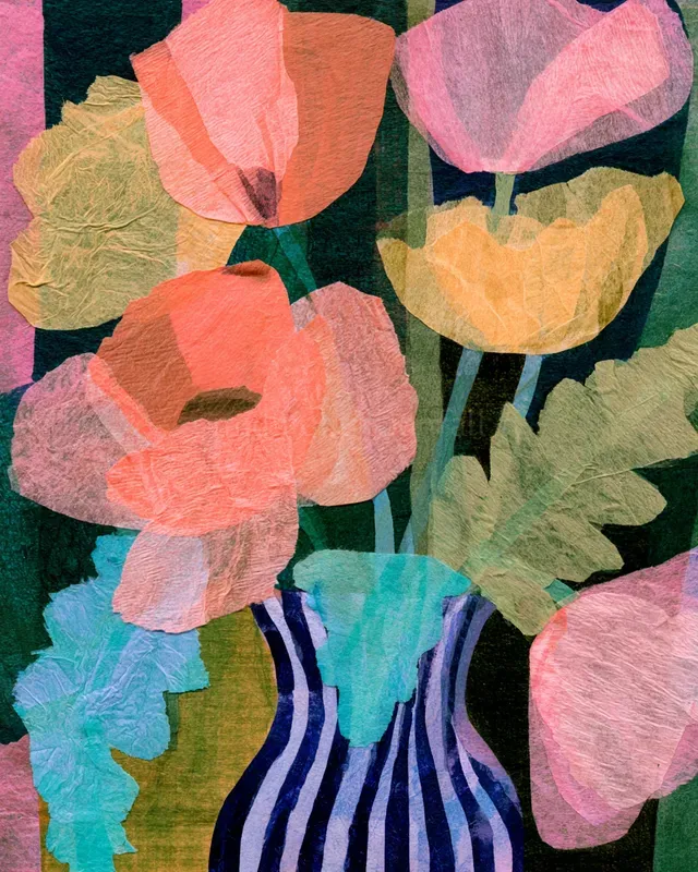 Layered Tissue Paper Collage Art