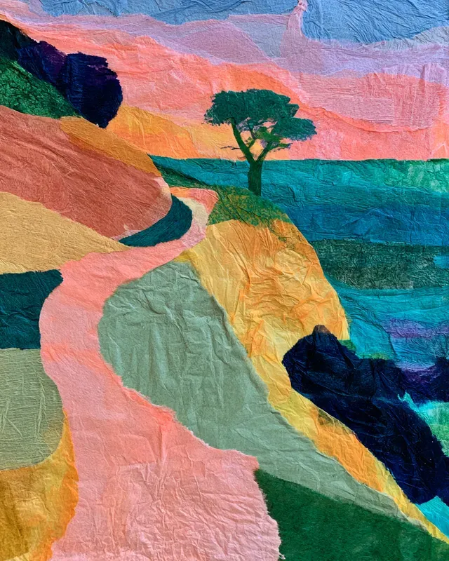 Layered Tissue Paper Collage Art
