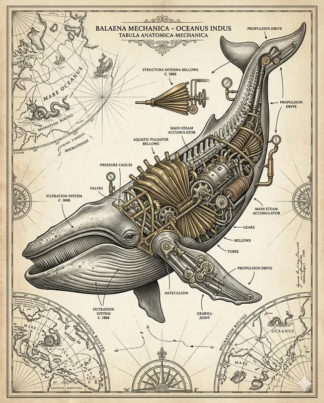 Elite Steampunk Marine Life Line Art
