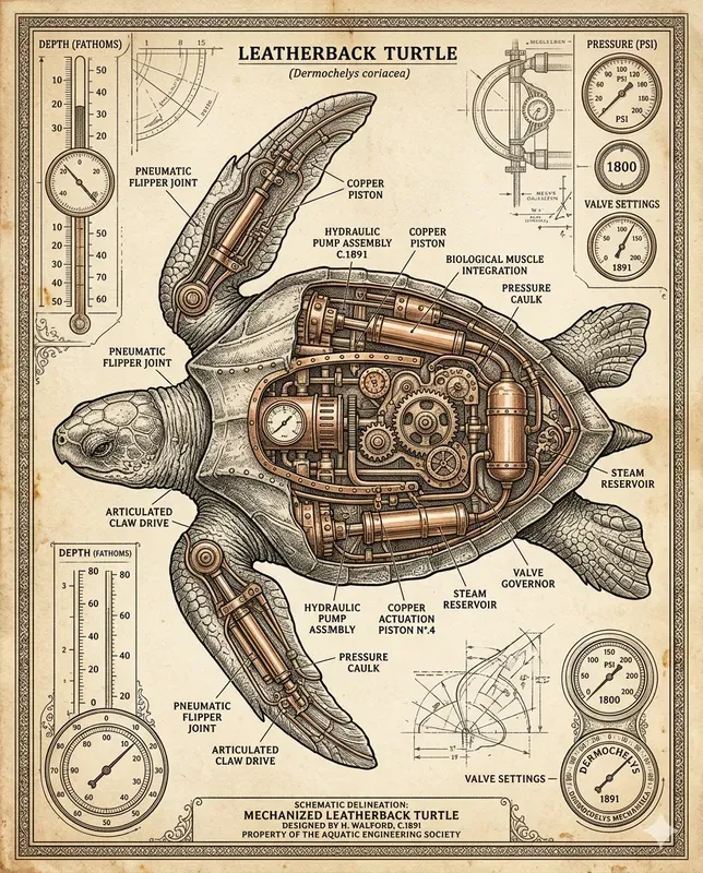 Elite Steampunk Marine Life Line Art