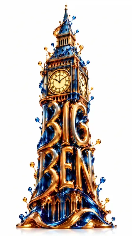 Classic Liquid Landmark Typography Art