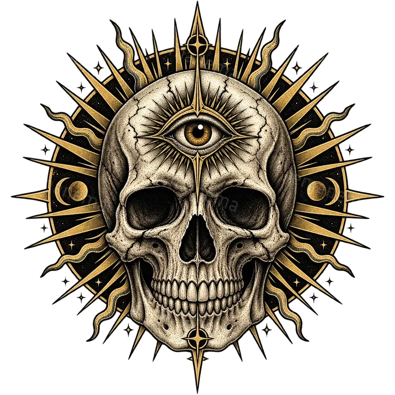 Vintage Etching Occult Tee Graphics