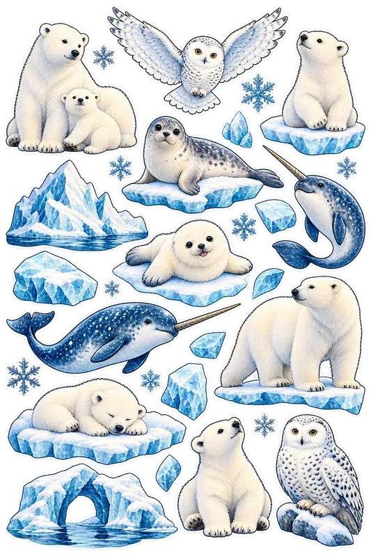 Whimsical Winter Clipart Sticker Sheets
