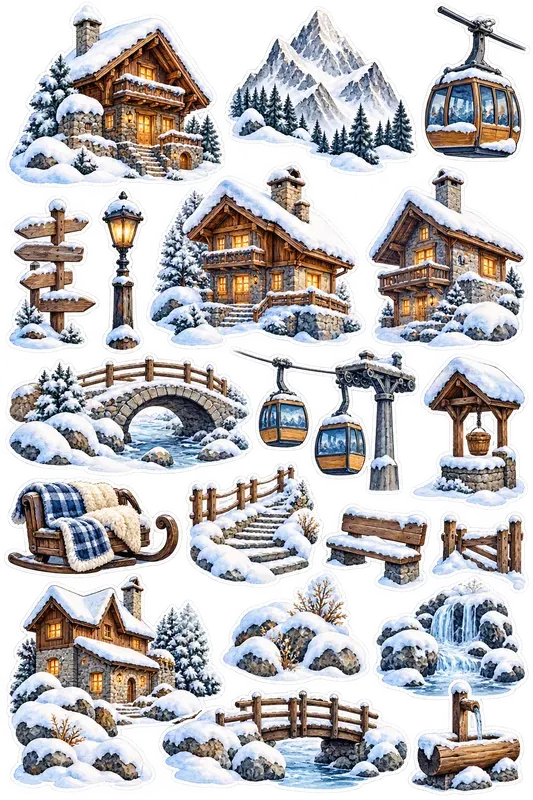 Whimsical Winter Clipart Sticker Sheets