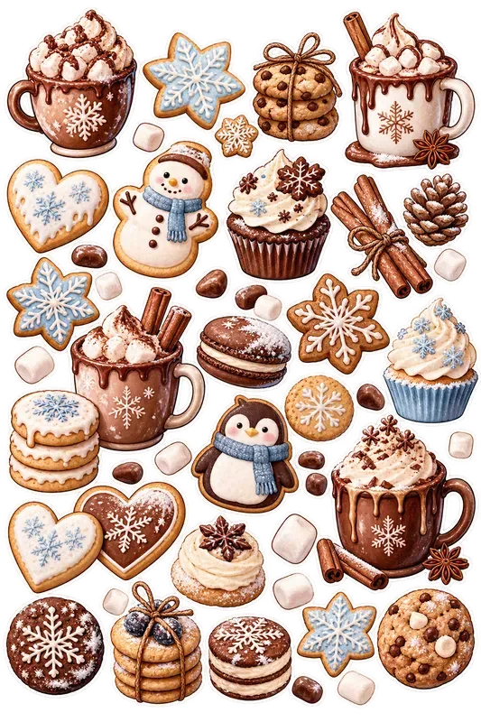 Whimsical Winter Clipart Sticker Sheets