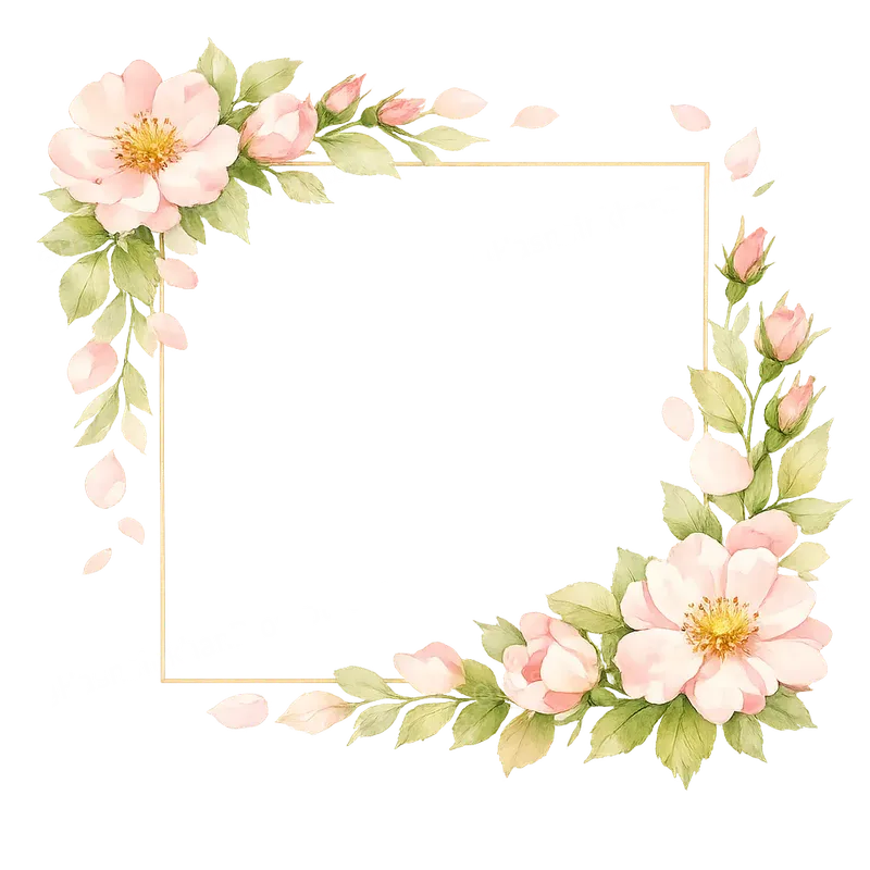 Watercolor Botanical Frame Borders