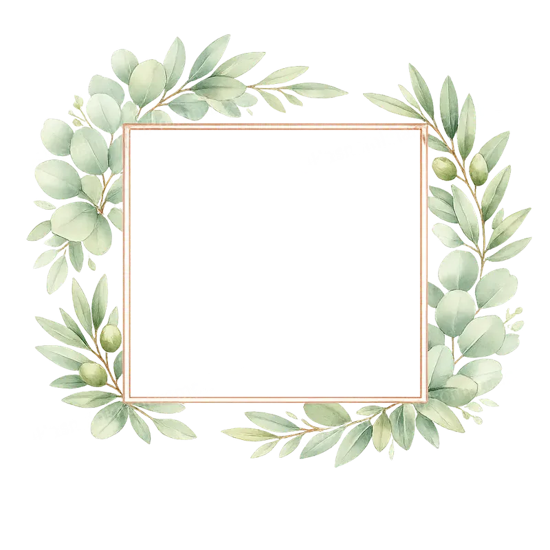 Watercolor Botanical Frame Borders