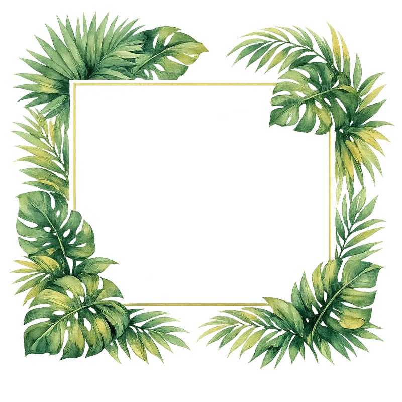 Watercolor Botanical Frame Borders
