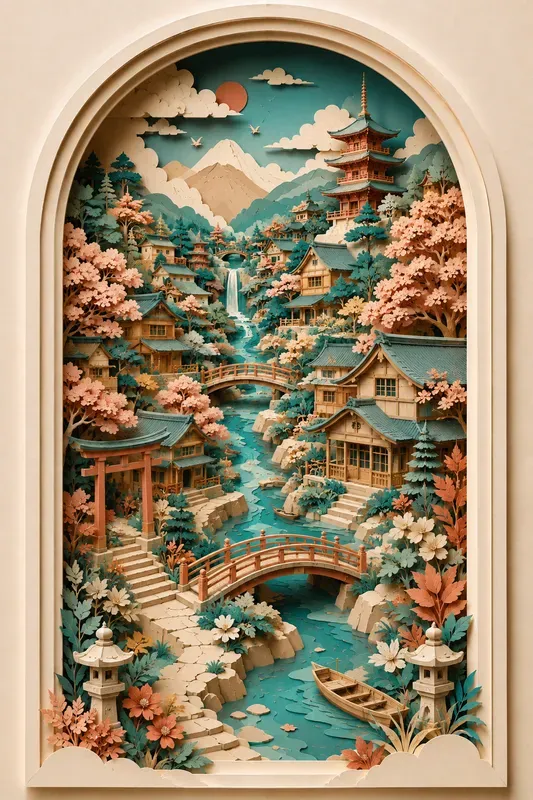 3D Layered Paper Cut Diorama Art