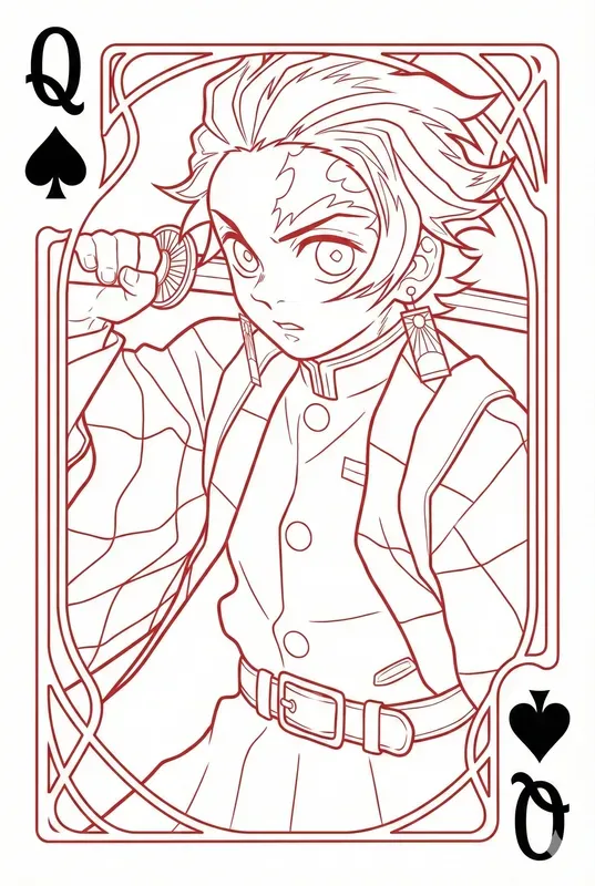 Custom Playing Card Monochrome Line Art