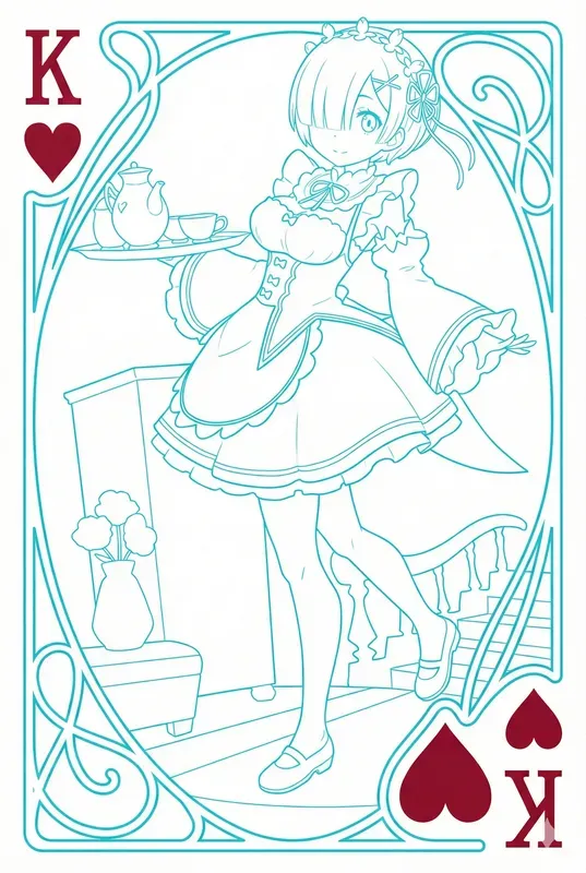 Custom Playing Card Monochrome Line Art