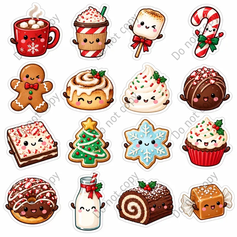 Cute Christmas Treat Character Stickers