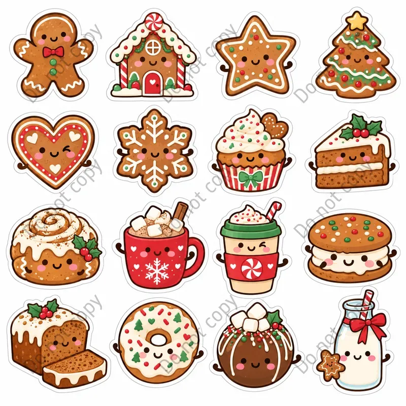 Cute Christmas Treat Character Stickers